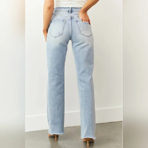 Vervet 90's Vintage Straight Wide Leg Light Wash Jeans Plus 14 16 18 20 - Picture 15 of 15